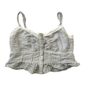 AE American Eagle Lace Corset Cami Crop Babydoll Smock Top Women XS White Gray